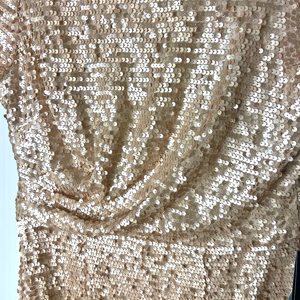 Adrianna Papell Rose Gold Sequin Sheath Mini Dress SZ 10 NWT - Picture 5 of 9